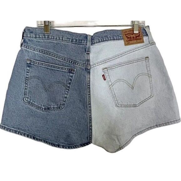 Levi’s 501 High Waisted Mom Jean Shorts In Pinch Stone Wash / Dark Wash Sz 34 - Picture 4 of 7